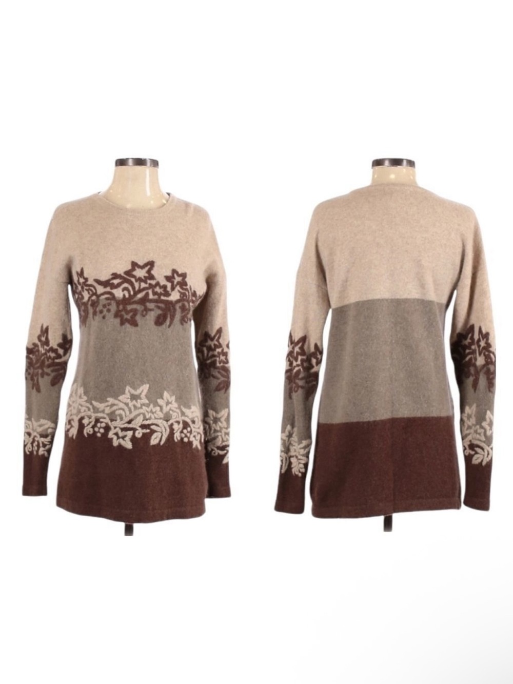VINTAGE Casual Corner Wool Angora Embroidered Colorblock Sweater S
